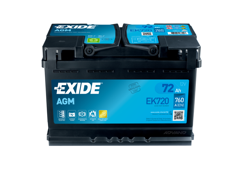 EXIDE 12V 72Ah Akkumulátor AGM 760A J+